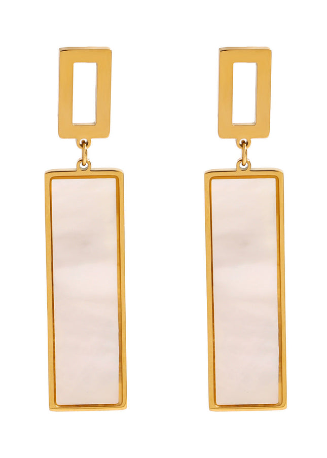 Jieding European and American stainless steel shell pendant stud earrings high-end temperament earrings 18k gold titanium steel earrings cross-border