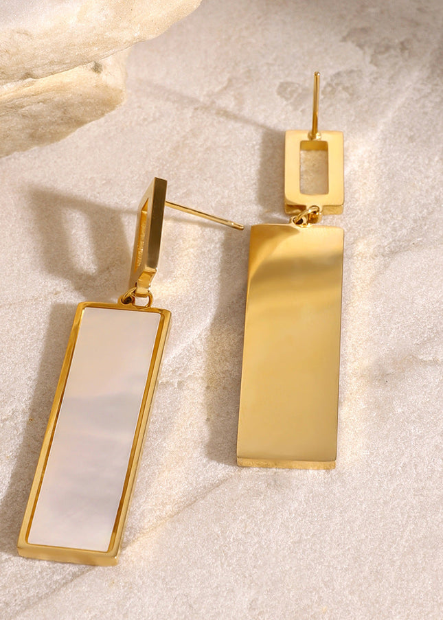 Jieding European and American stainless steel shell pendant stud earrings high-end temperament earrings 18k gold titanium steel earrings cross-border