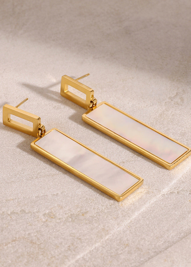 Jieding European and American stainless steel shell pendant stud earrings high-end temperament earrings 18k gold titanium steel earrings cross-border