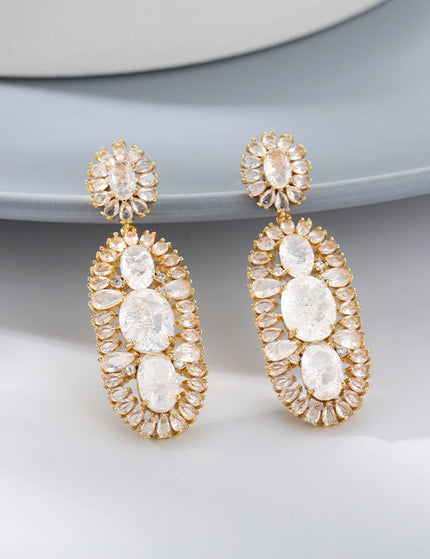 Serena Earrings | Gold Zirconia Drop Earrings - Gold - Earrings