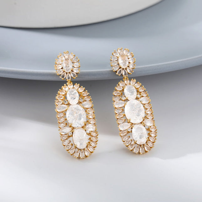 Serena Earrings | Gold Zirconia Drop Earrings - Gold - Earrings