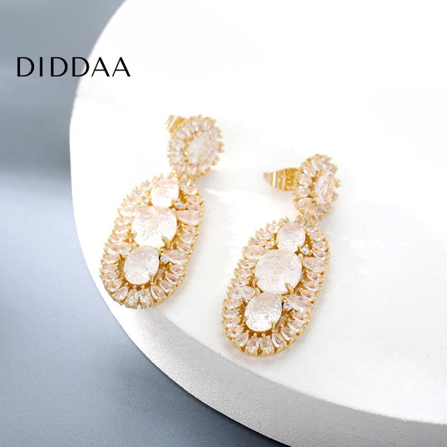 Serena Earrings | Gold Zirconia Drop Earrings - Earrings