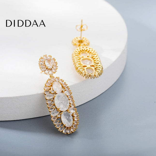 Serena Earrings | Gold Zirconia Drop Earrings - Earrings