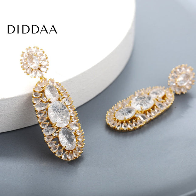 Serena Earrings | Gold Zirconia Drop Earrings - Earrings