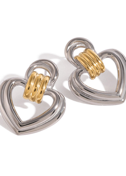 Jieding European and American stainless steel love stud high-end niche style earrings titanium steel earrings cross-border earrings