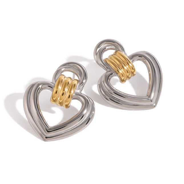 Jieding European and American stainless steel love stud high-end niche style earrings titanium steel earrings cross-border earrings