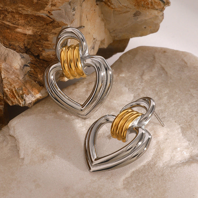 Jieding European and American stainless steel love stud high-end niche style earrings titanium steel earrings cross-border earrings