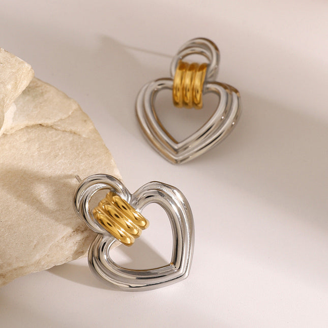 Jieding European and American stainless steel love stud high-end niche style earrings titanium steel earrings cross-border earrings