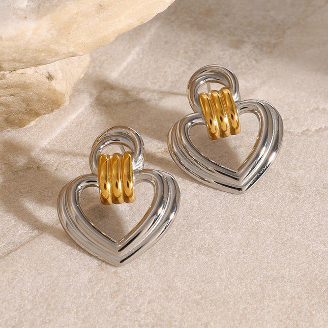 Jieding European and American stainless steel love stud high-end niche style earrings titanium steel earrings cross-border earrings