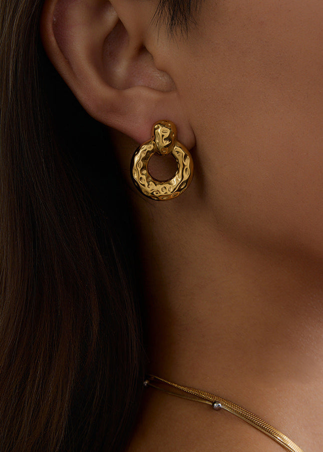 Jieding European and American stainless steel circle earrings light luxury earrings design niche earrings do not fade titanium steel jewelry cross-border