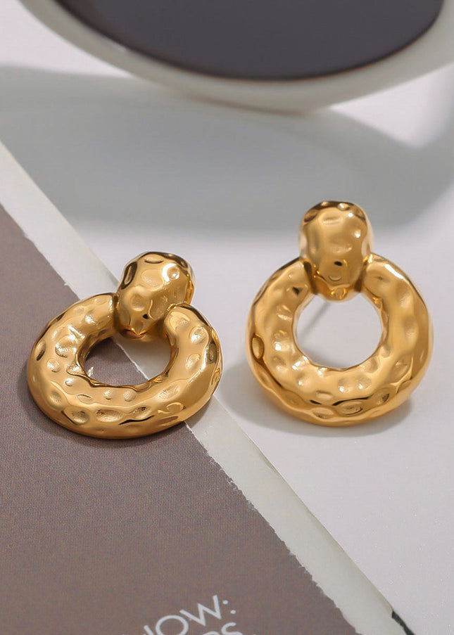 Jieding European and American stainless steel circle earrings light luxury earrings design niche earrings do not fade titanium steel jewelry cross-border