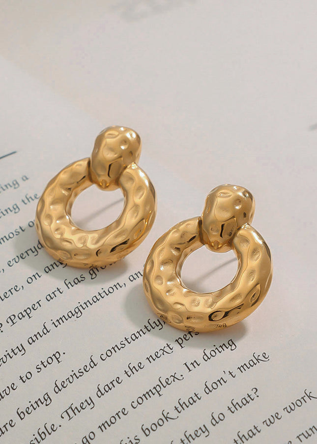 Jieding European and American stainless steel circle earrings light luxury earrings design niche earrings do not fade titanium steel jewelry cross-border