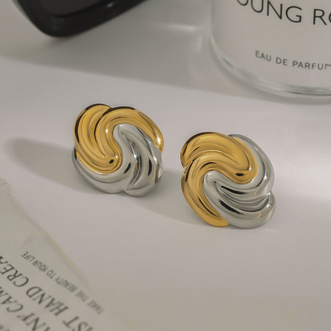 Jieding European and American earrings design sense niche earrings hoops stainless steel earrings titanium steel jewelry cross-border earrings