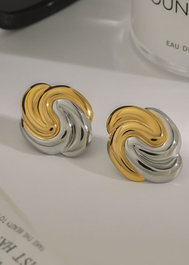 Jieding European and American earrings design sense niche earrings hoops stainless steel earrings titanium steel jewelry cross-border earrings