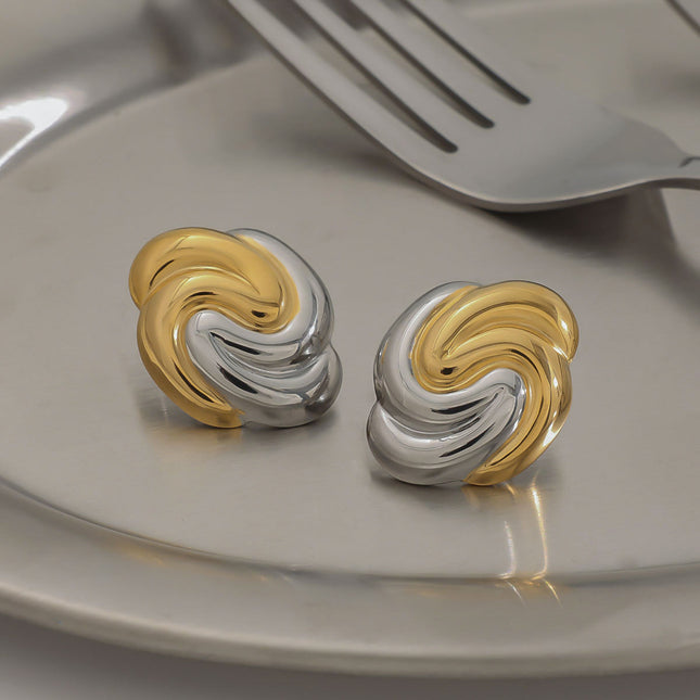 Jieding European and American earrings design sense niche earrings hoops stainless steel earrings titanium steel jewelry cross-border earrings