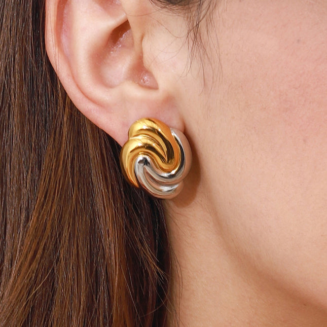 Jieding European and American earrings design sense niche earrings hoops stainless steel earrings titanium steel jewelry cross-border earrings