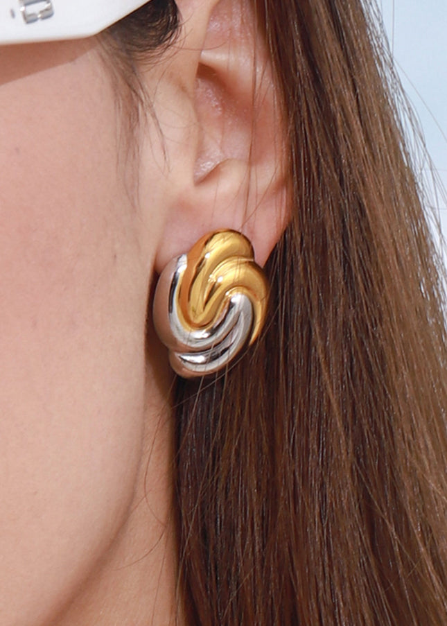 Jieding European and American earrings design sense niche earrings hoops stainless steel earrings titanium steel jewelry cross-border earrings