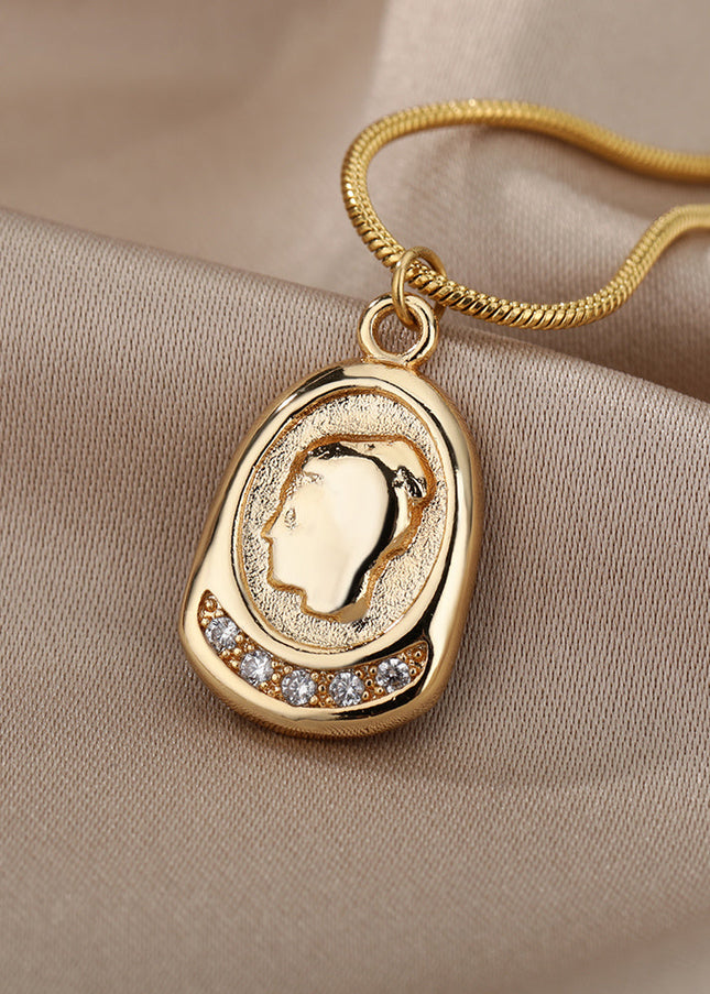 SOUVOIR 14K Gold Plated, Zirconia Necklaces Silktip Pendant Necklace | Gold Distressed Zirconia Chain