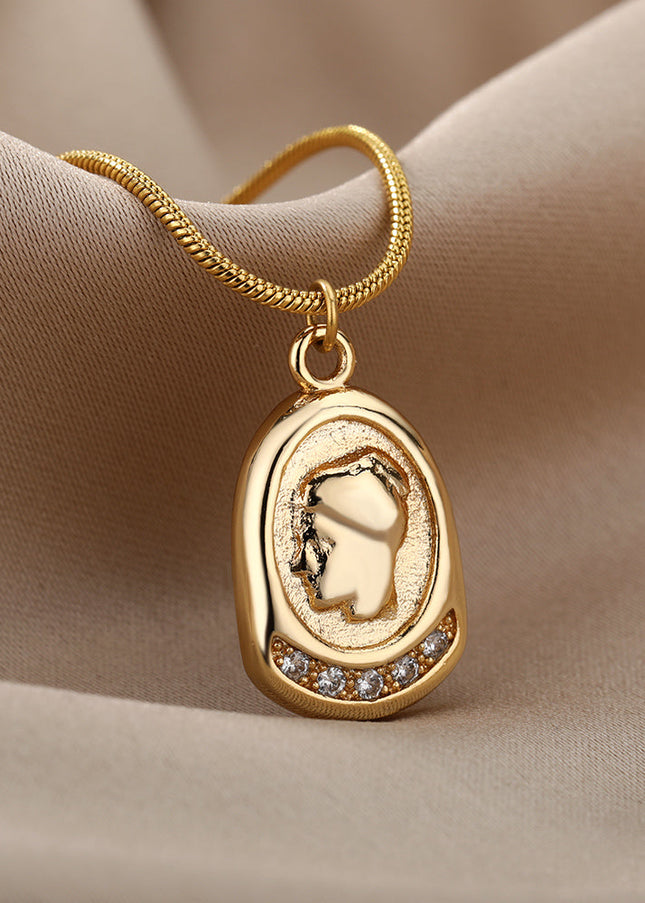 SOUVOIR 14K Gold Plated, Zirconia Necklaces Silktip Pendant Necklace | Gold Distressed Zirconia Chain