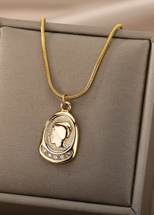 SOUVOIR Gold 14K Gold Plated, Zirconia Necklaces Silktip Pendant Necklace | Gold Distressed Zirconia Chain