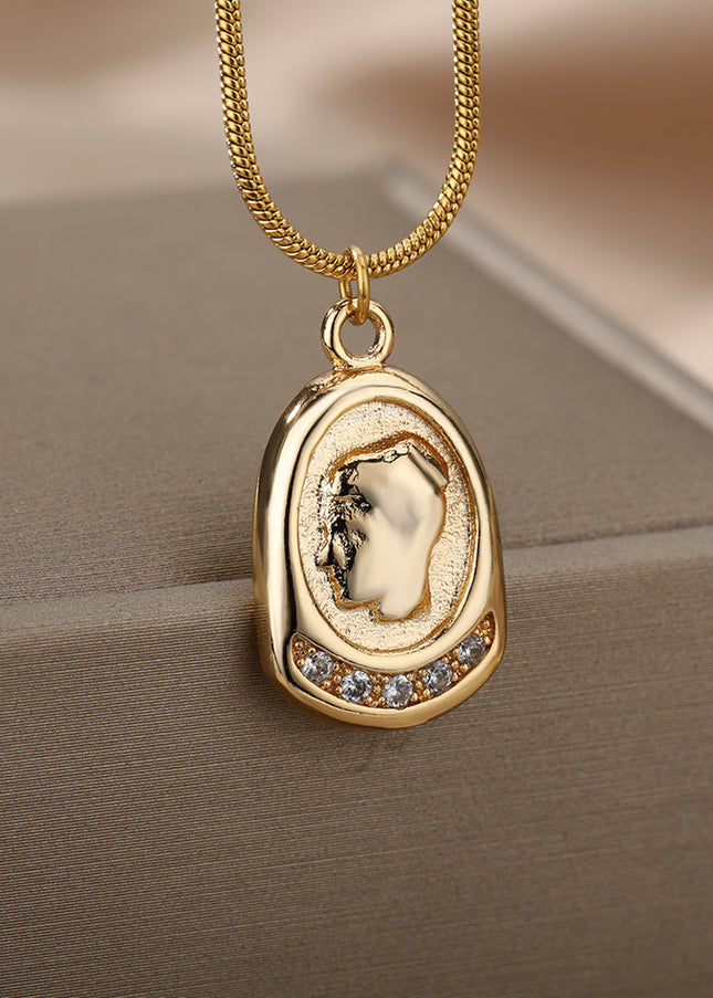 SOUVOIR 14K Gold Plated, Zirconia Necklaces Silktip Pendant Necklace | Gold Distressed Zirconia Chain