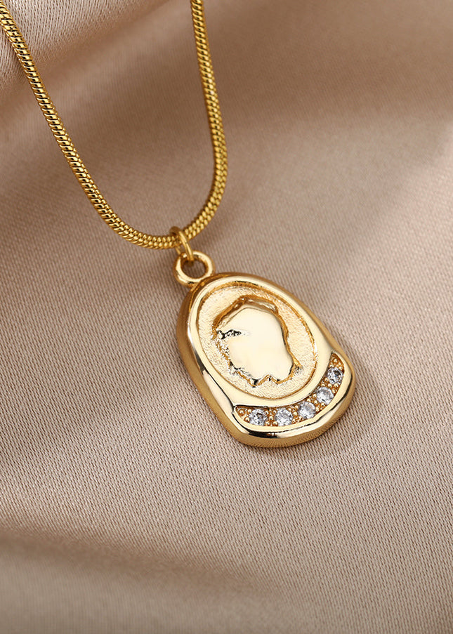 SOUVOIR 14K Gold Plated, Zirconia Necklaces Silktip Pendant Necklace | Gold Distressed Zirconia Chain