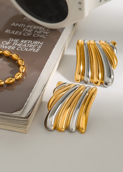 Jieding European and American stainless steel color-blocked earrings, light luxury high-end earrings, titanium steel earrings, cross-border earrings