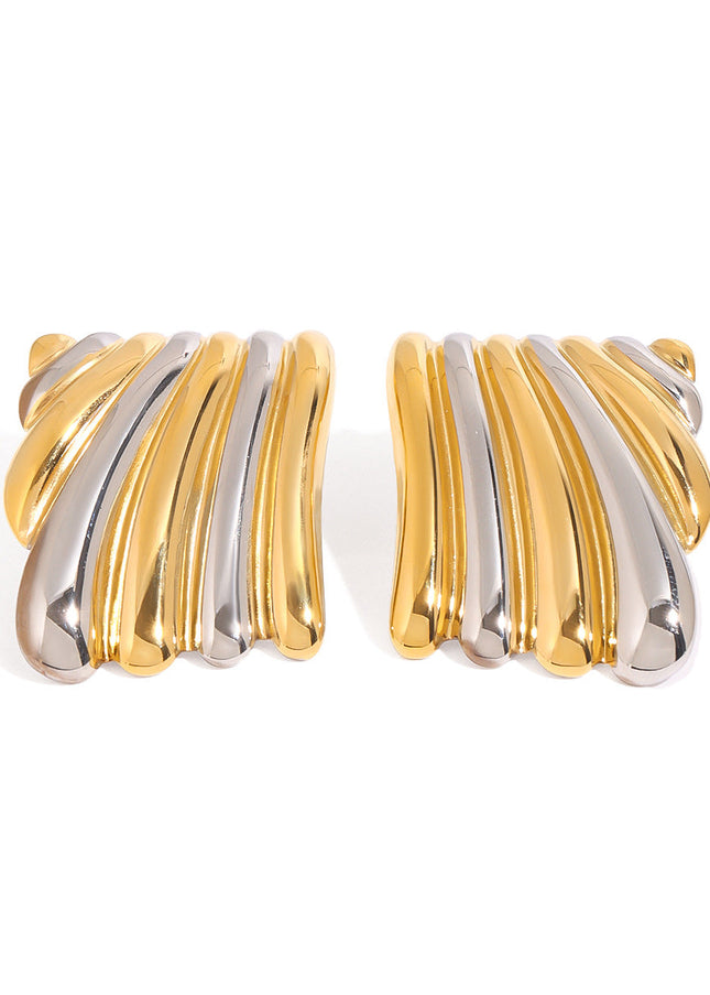 Jieding European and American stainless steel color-blocked earrings, light luxury high-end earrings, titanium steel earrings, cross-border earrings