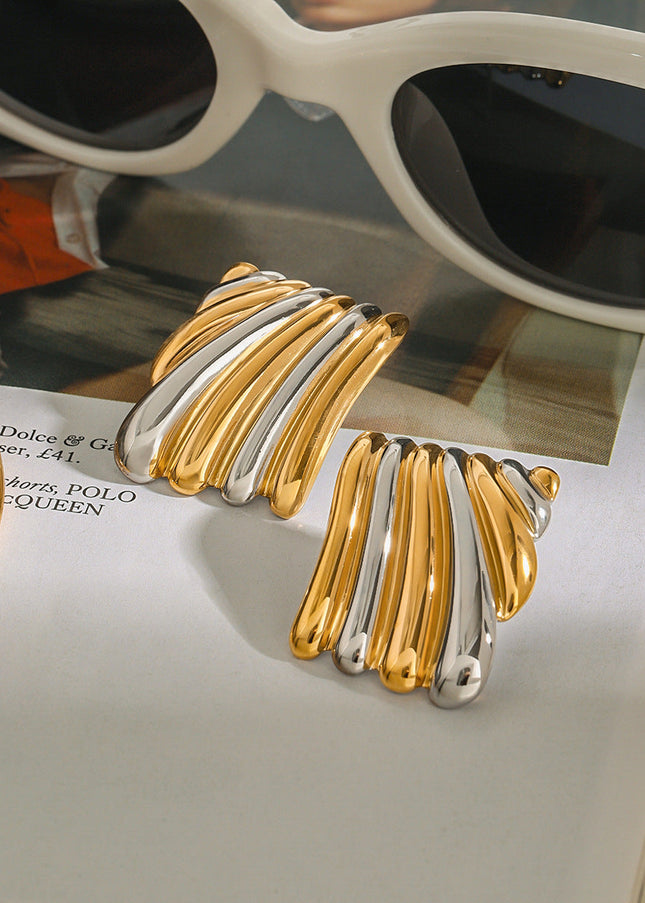 Jieding European and American stainless steel color-blocked earrings, light luxury high-end earrings, titanium steel earrings, cross-border earrings