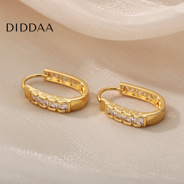 Siloir Earrings | Gold Zirconia Hoop Earrings - Earrings