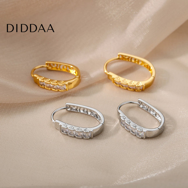 Siloir Earrings | Gold Zirconia Hoop Earrings - Silver - Earrings