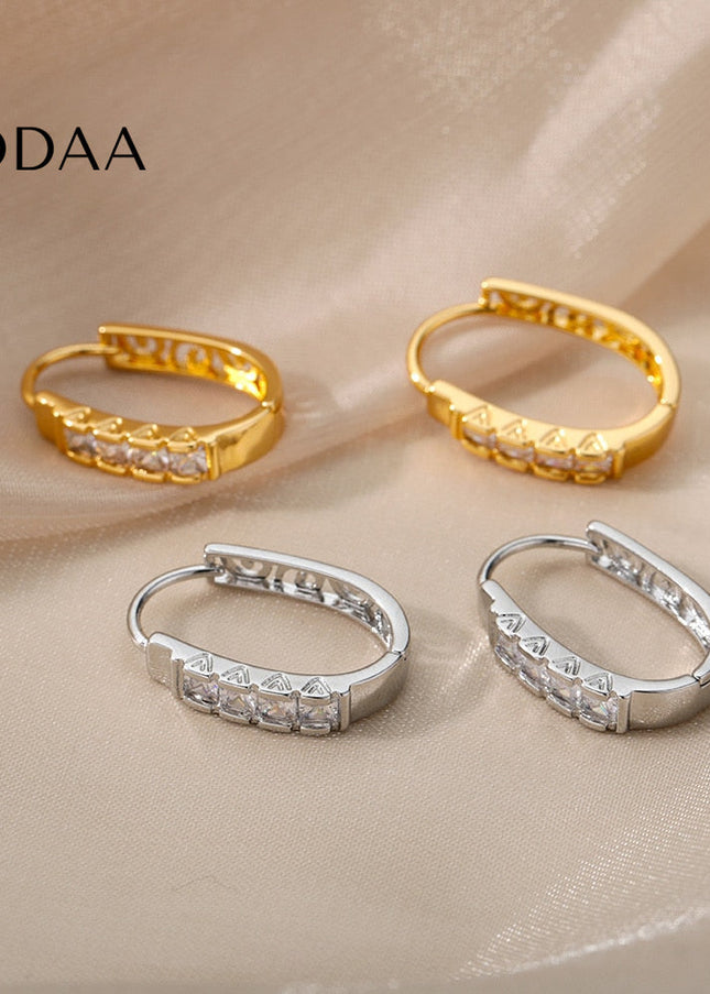 Siloir Earrings | Gold Zirconia Hoop Earrings - Silver - Earrings