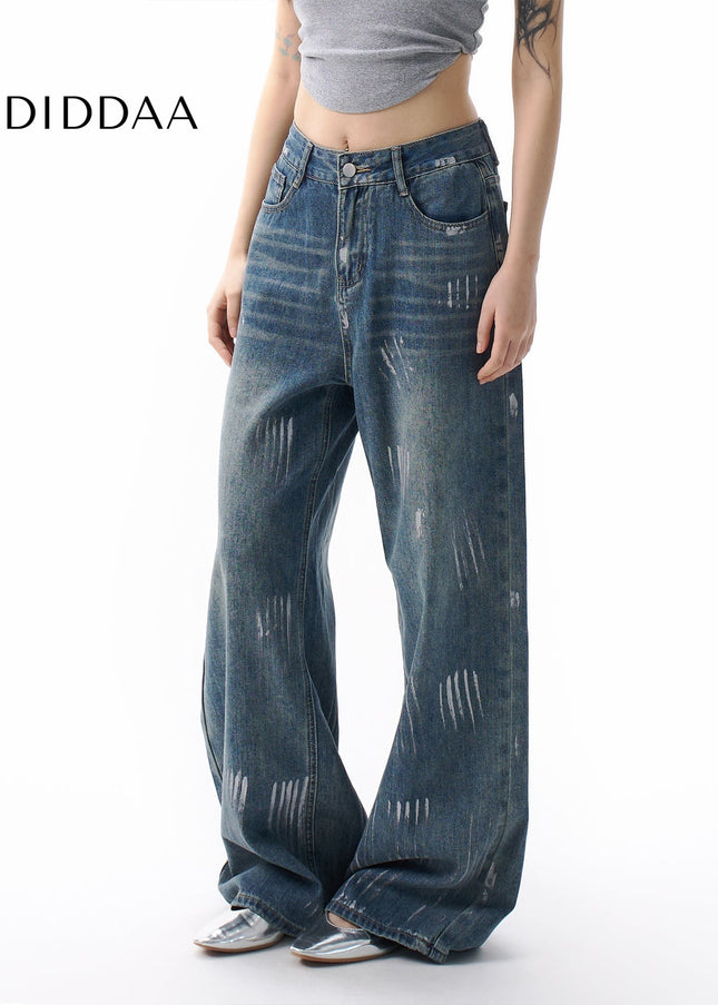 Silver Loose Fit Wide-Leg Jeans for Women - Women’s Jeans