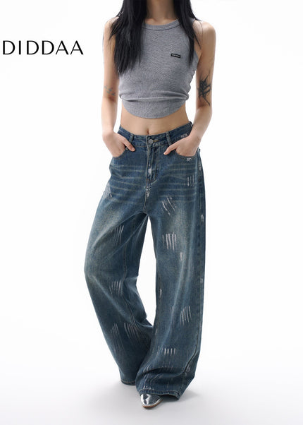 Silver Loose Fit Wide-Leg Jeans for Women - Women’s Jeans
