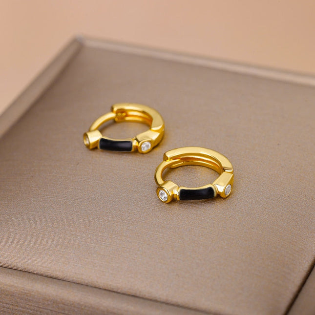 Simple Earrings | Gold Zirconia White Hoop Earrings