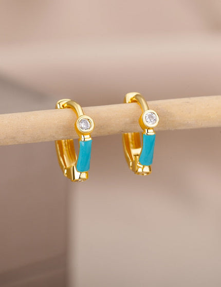 Simple Earrings | Gold Zirconia White Hoop Earrings