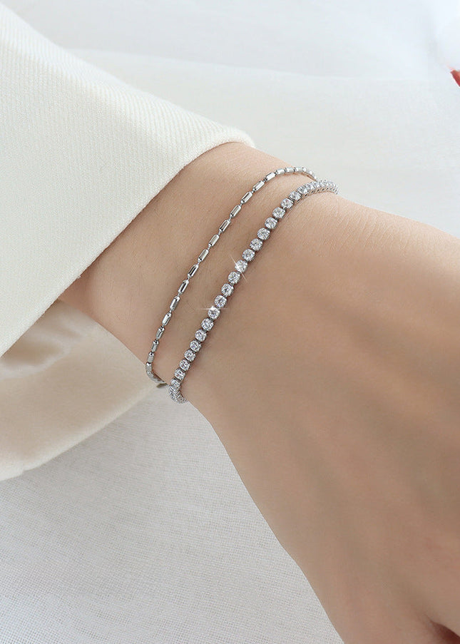 Niche design ins wind full of diamond zircon double-layer titanium steel bracelet cross-border hot-selling hand jewelry factory delivery E261