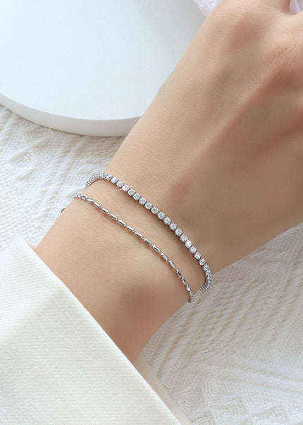 Niche design ins wind full of diamond zircon double-layer titanium steel bracelet cross-border hot-selling hand jewelry factory delivery E261