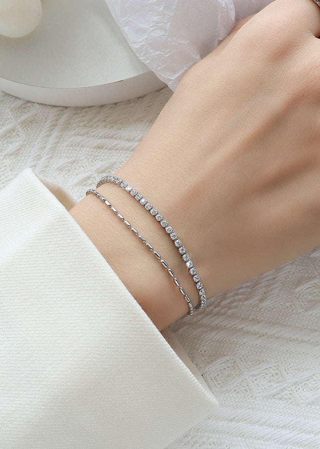 Niche design ins wind full of diamond zircon double-layer titanium steel bracelet cross-border hot-selling hand jewelry factory delivery E261