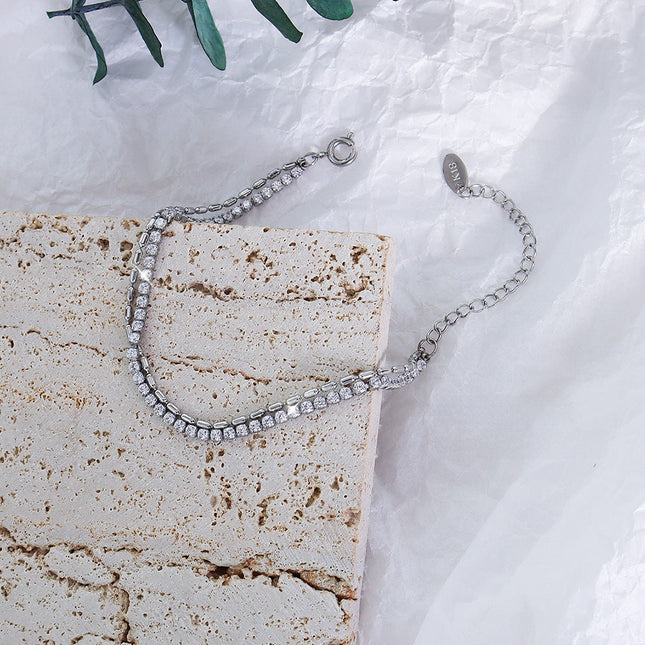 Niche design ins wind full of diamond zircon double-layer titanium steel bracelet cross-border hot-selling hand jewelry factory delivery E261