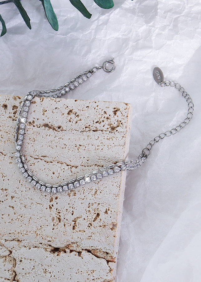 Niche design ins wind full of diamond zircon double-layer titanium steel bracelet cross-border hot-selling hand jewelry factory delivery E261