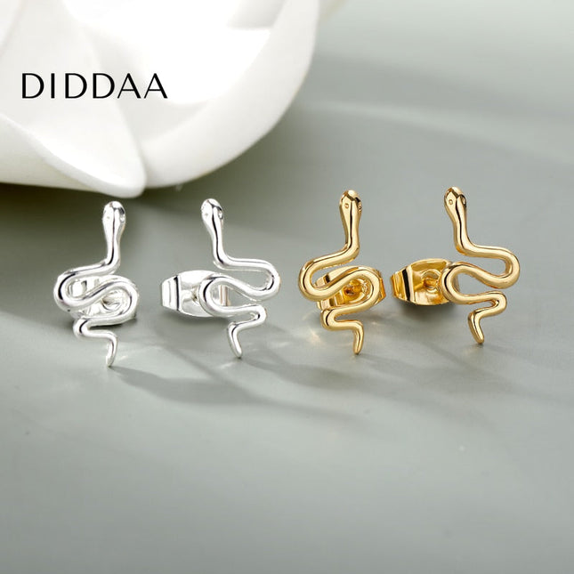 Slithren Earrings | Gold Snake Animal Stud Earrings - Silver - Earrings