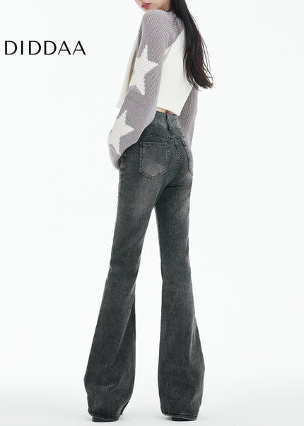 Smoke Gray High Waist Slightly Flared Jeans - Women’s Jeans