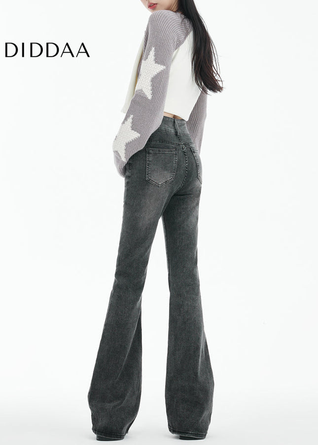 Smoke Gray High Waist Slightly Flared Jeans - Women’s Jeans