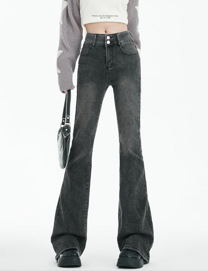 Smoke Gray High Waist Slightly Flared Jeans - Women’s Jeans