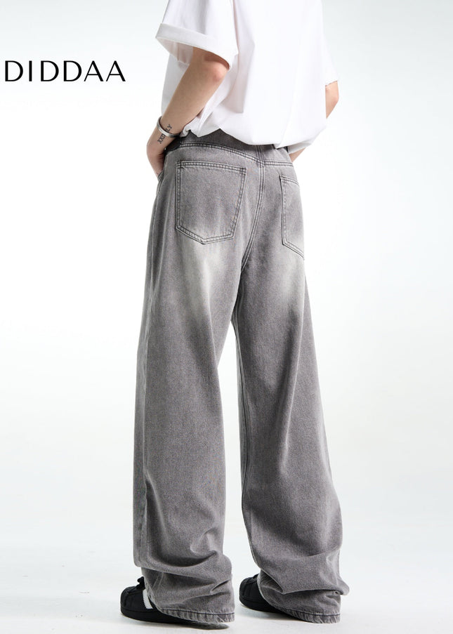 Smoke Grey Loose Fit Vintage Straight Jeans - Men’s Jeans