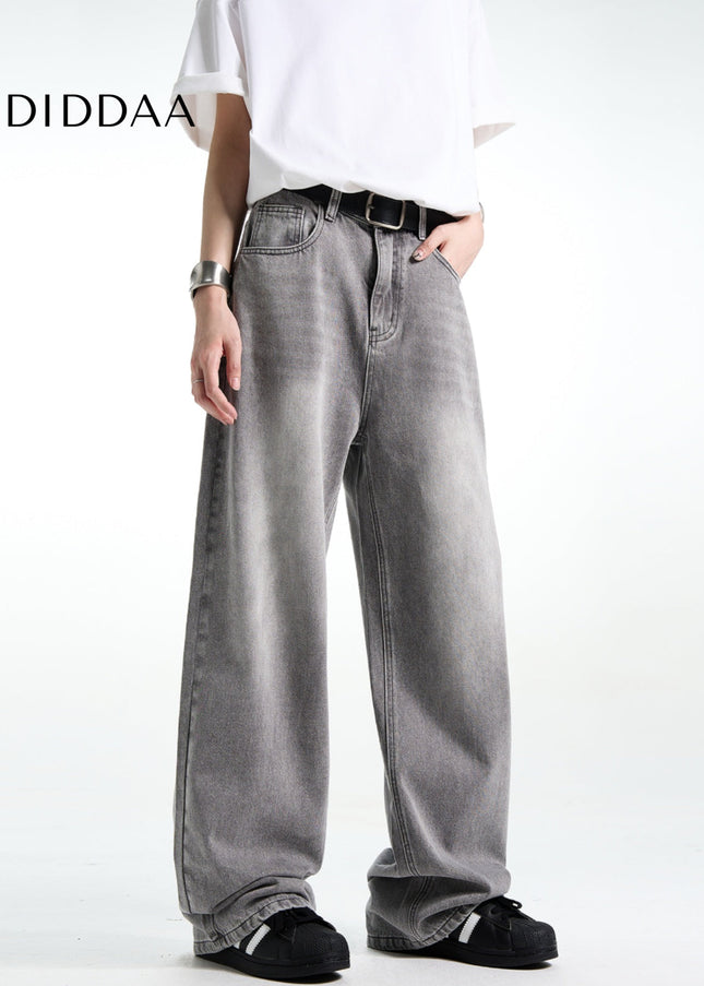 Smoke Grey Loose Fit Vintage Straight Jeans - Men’s Jeans