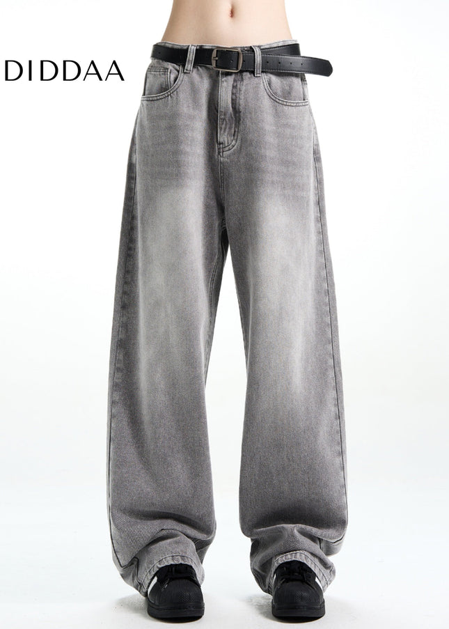 Smoke Grey Loose Fit Vintage Straight Jeans - Men’s Jeans