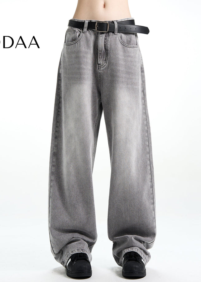 Smoke Grey Loose Fit Vintage Straight Jeans - S / Grey - Men’s Jeans