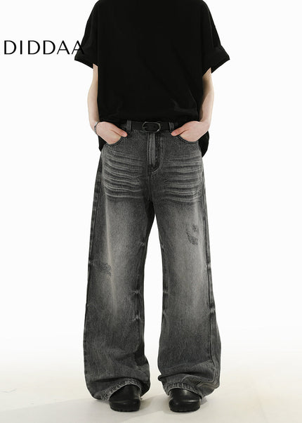 Smoke Grey Retro Loose Fit Jeans for Men and Women - Men’s Jeans